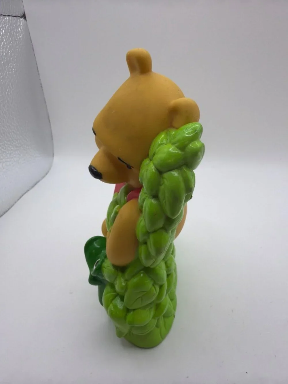 Adorable Winnie The Pooh Figurine Sitting With Frog On Leafy Base Vibrant Colors